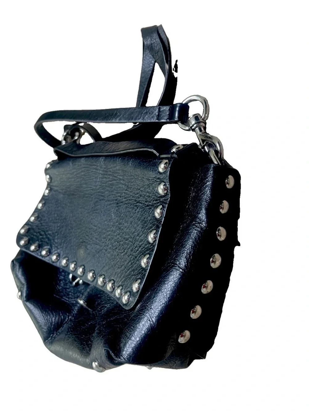 Rebecca Minkoff Black Leather Studded Flap Crossbody
